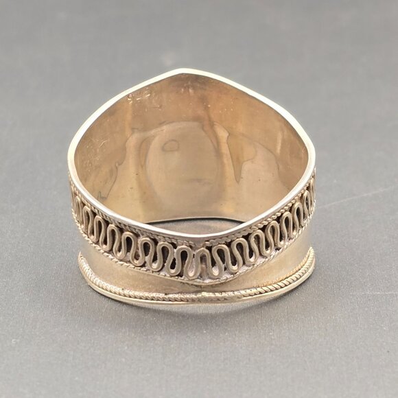 VTG Sterling Silver 925 Baltic Amber Ring Size 13.5 Wide Band Turkish Style 3.95 - Picture 3 of 10